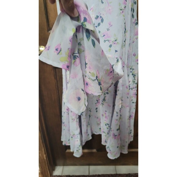 Altar'd State Sundress Women's MEDIUM Maxi Long Blue Floral Chiffon Slits Straps - Picture 6 of 9